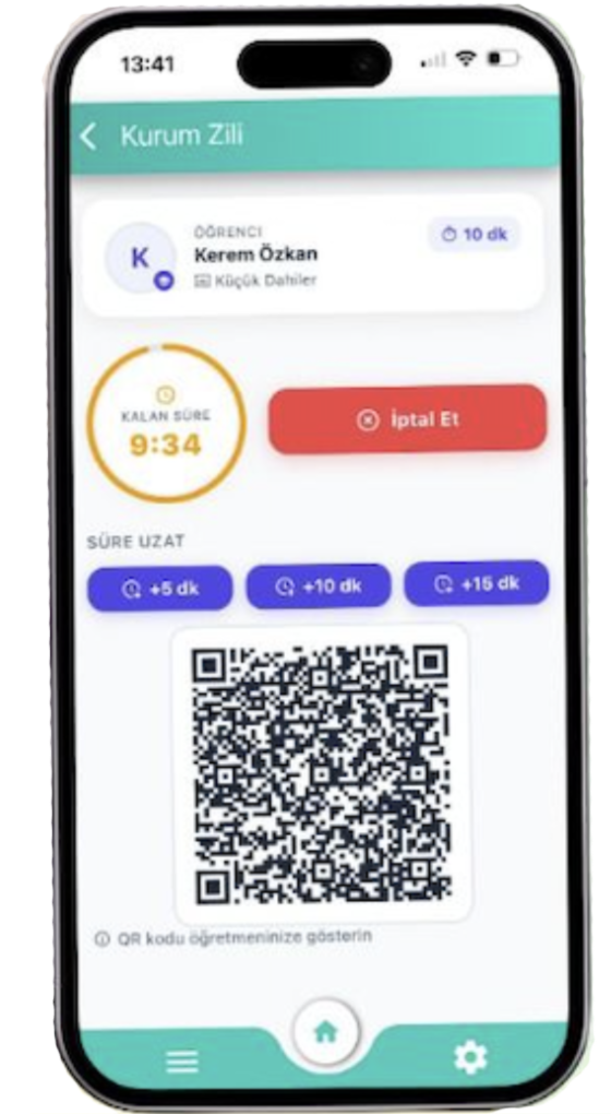 Veli mobil uygulama — karekod ile teslim